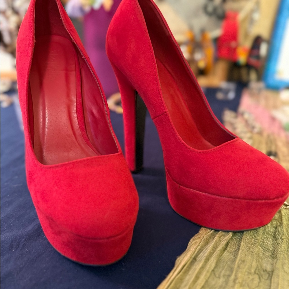 Charlotte Russe Scarlet Suede Platform Heels